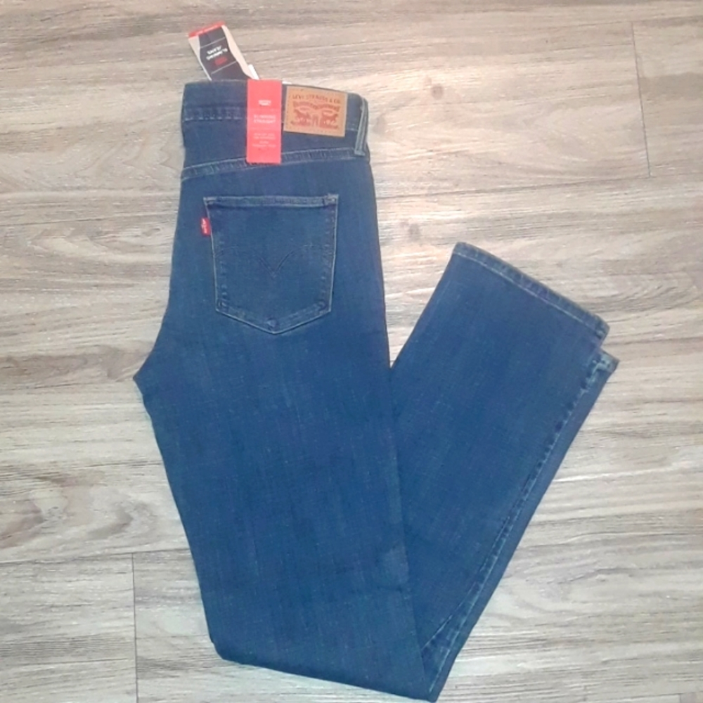 LEVI'S Denim Jeans for Women Medium Dark Blue Slimming Straight 30 x 32